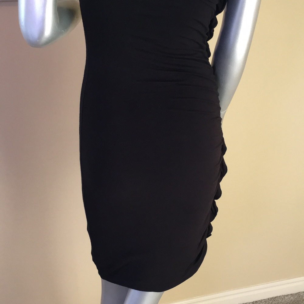 One Shoulder Ruched / Shirred Ruffle Dress - Picture 10 of 13